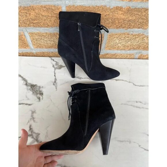 Veronica Beard "Hawthorne" Black Suede Booties 38 - Picture 2 of 12